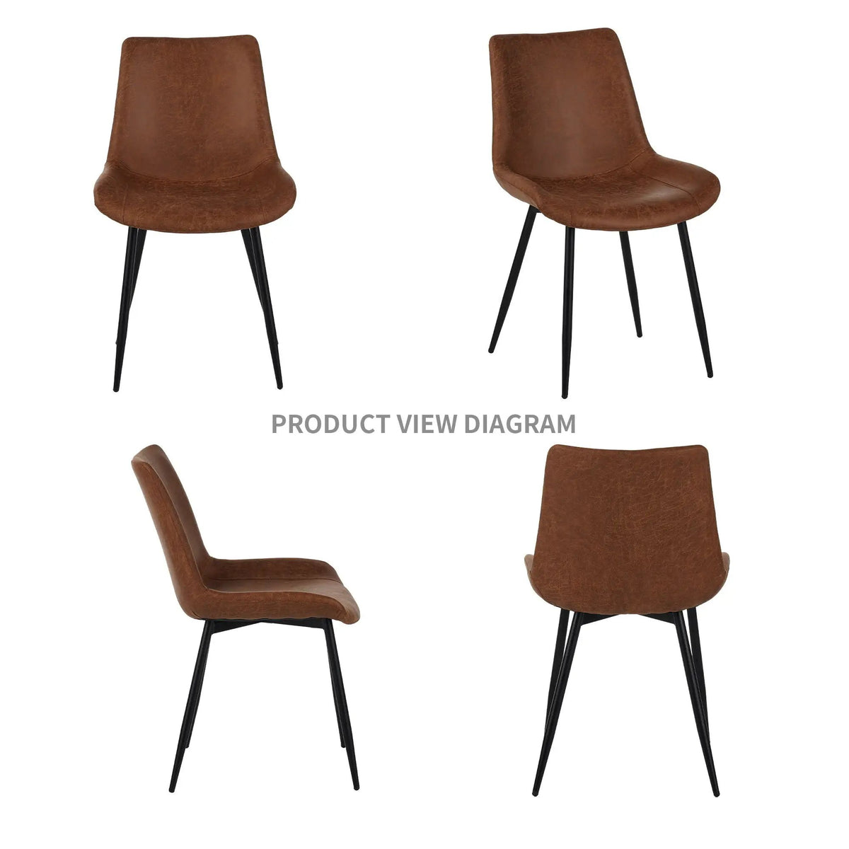 Dining Chairs | Set Of 4 | Brown | Water-Resistant PU Leather Seat