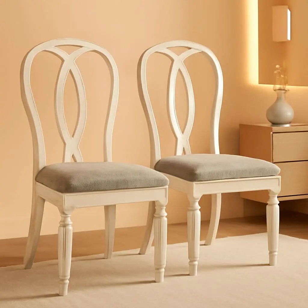 Realyn French Ribbon Back Dining Chairs Chipped White from PriceLows™