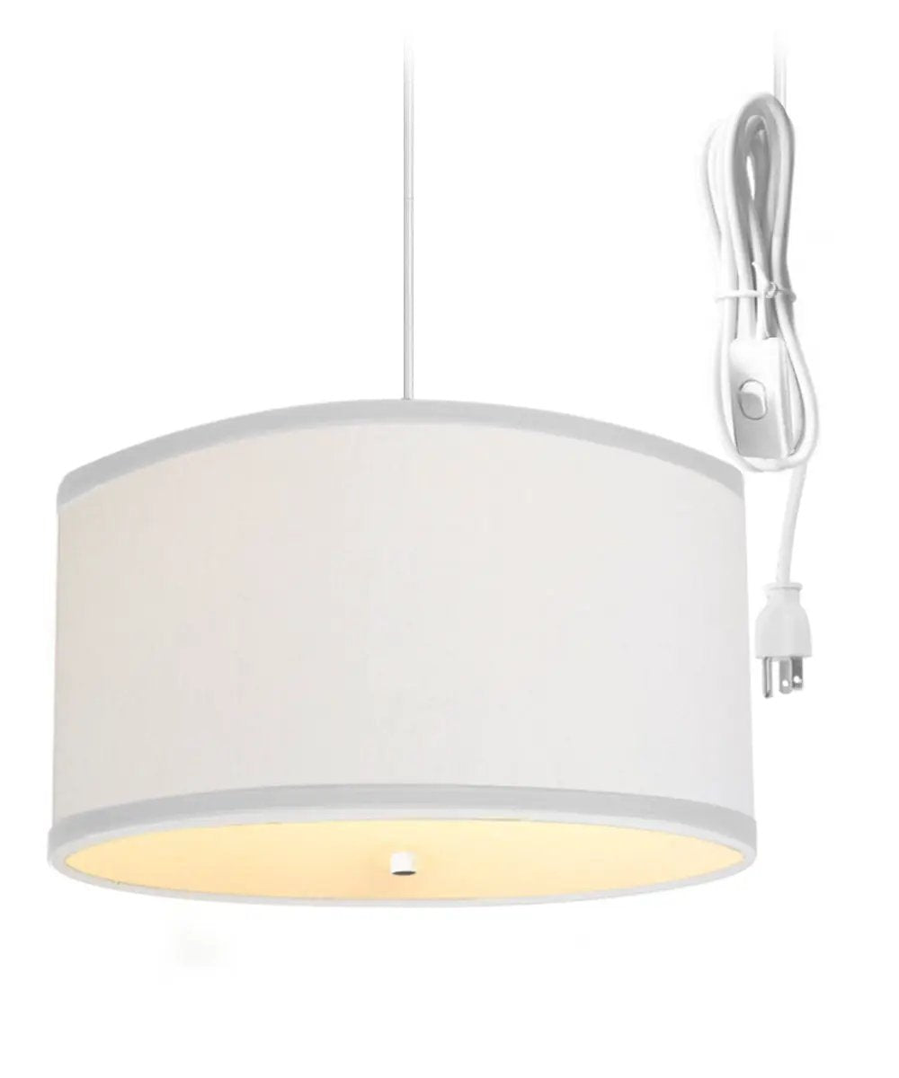 Plug In Swag Pendant | 2 Light | 18 Inch | White Linen Diffuser