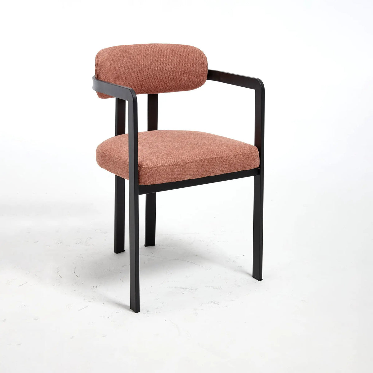 Dining Arm Chairs | Set Of 2 | Matte Metal Legs | Curved Ergonomic Backrest