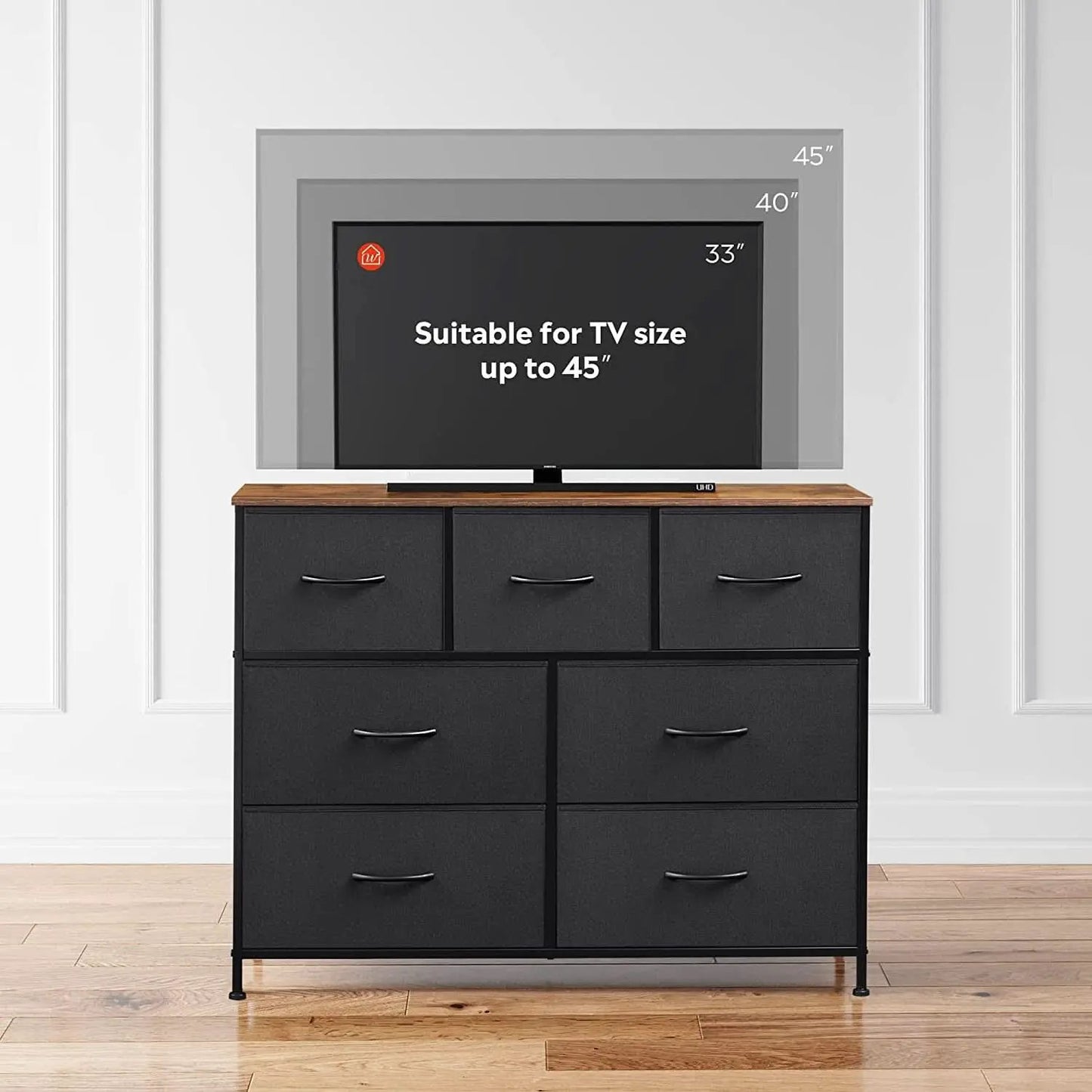 7 Drawer Dresser With Deep Storage And Wood Top Finish from PriceLows™