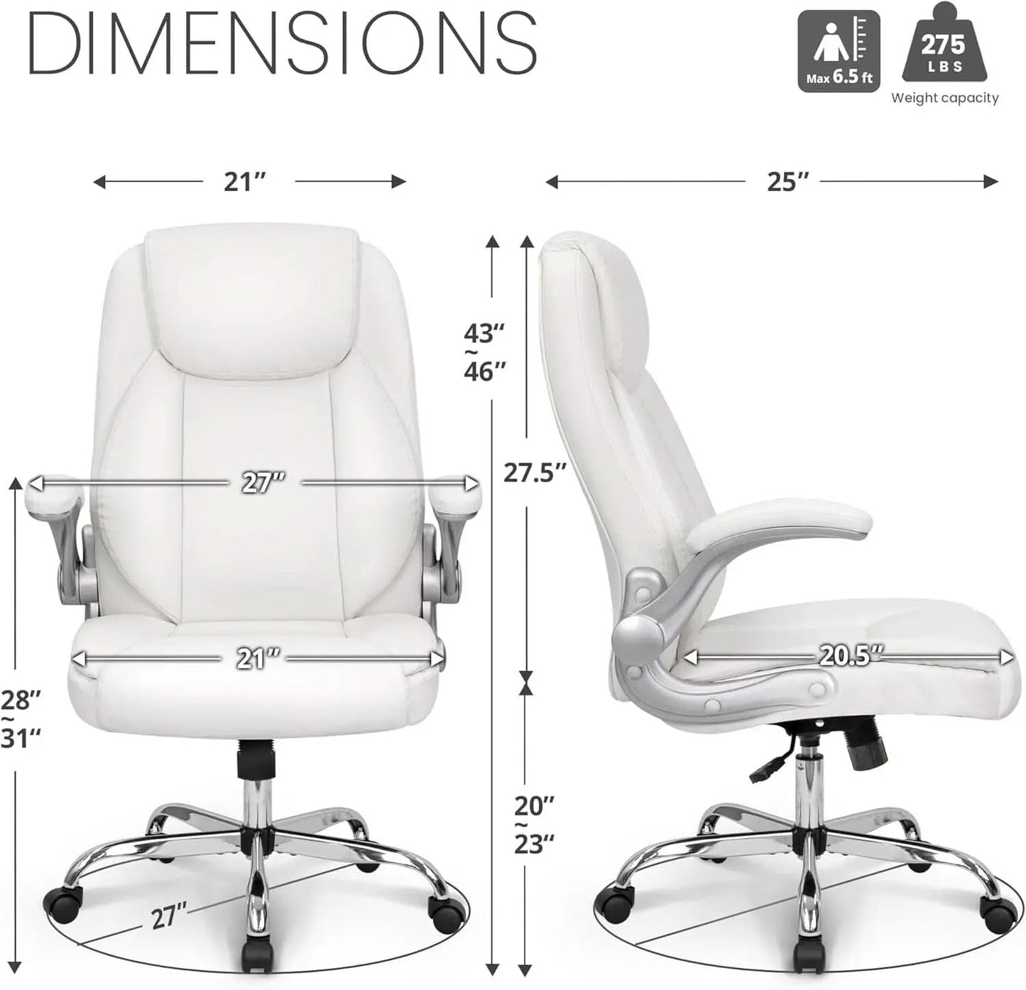 White Ergonomic Office Chair With Lumbar Support Adjustable from PriceLows™
