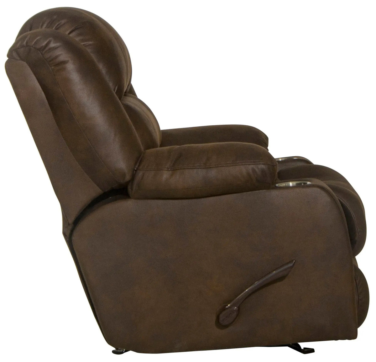 Beckley Rocker Recliner With Cupholders Rocker Chair | 2 Pieces | Walnut & Faux Leather | Living Room