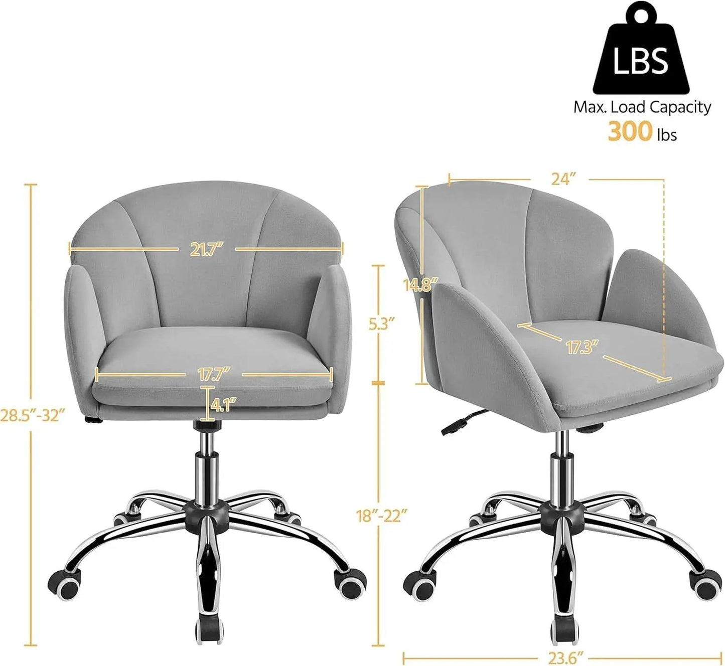 Velvet Desk Chair Armrests Light Gray Modern Office Chair from PriceLows™