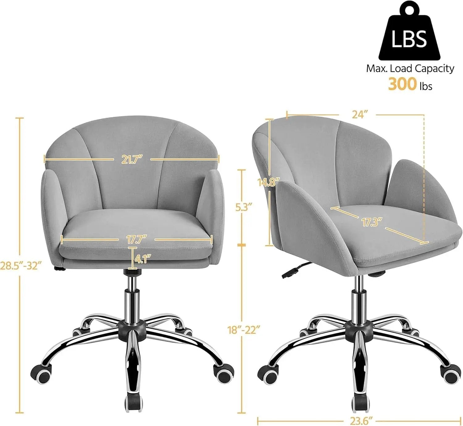 Velvet Desk Chair Armrests Light Gray Modern Office Chair from PriceLows™