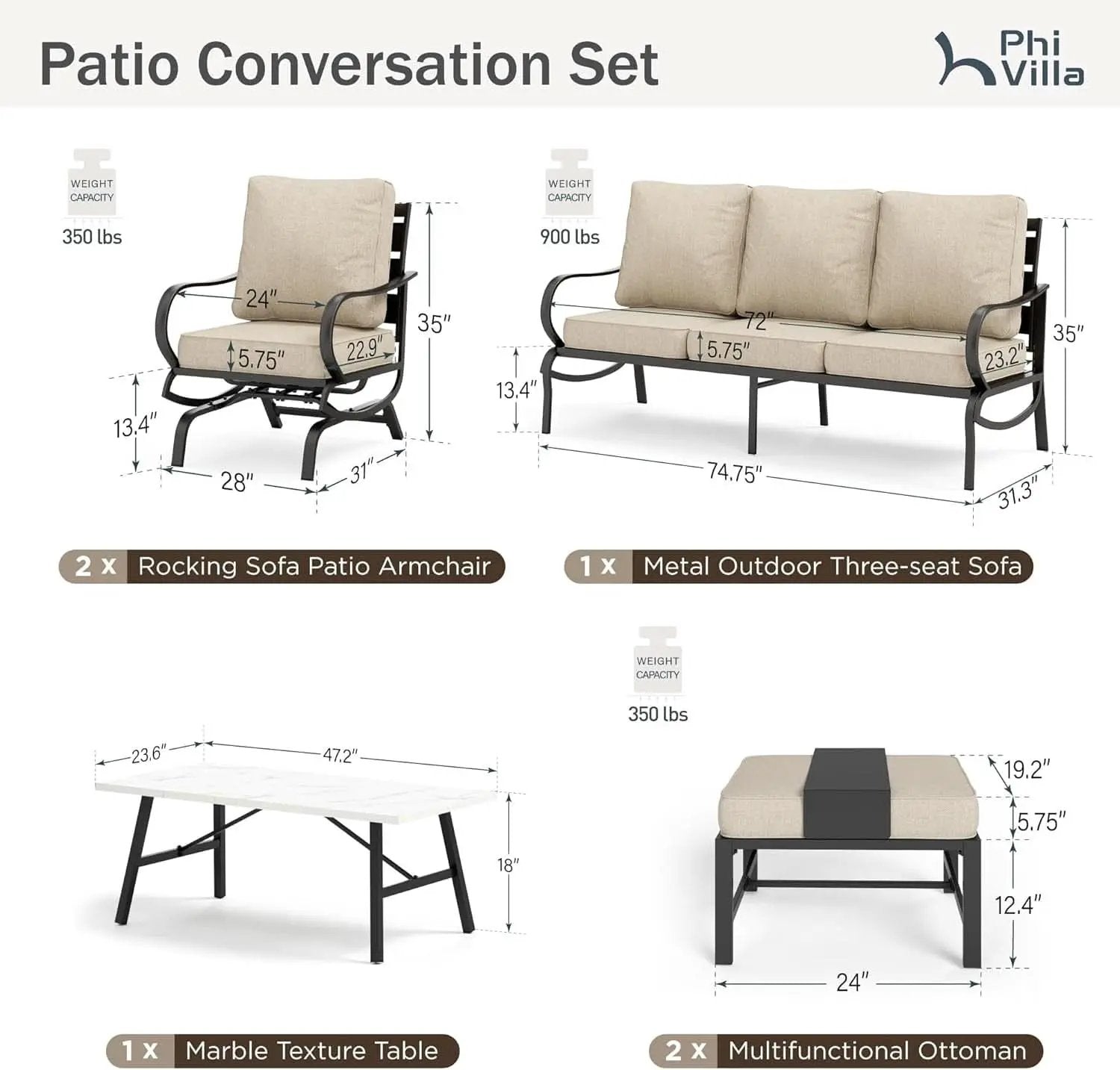 Deluxe 6 Piece Patio Furniture Set for Outdoor Comfort from PriceLows™