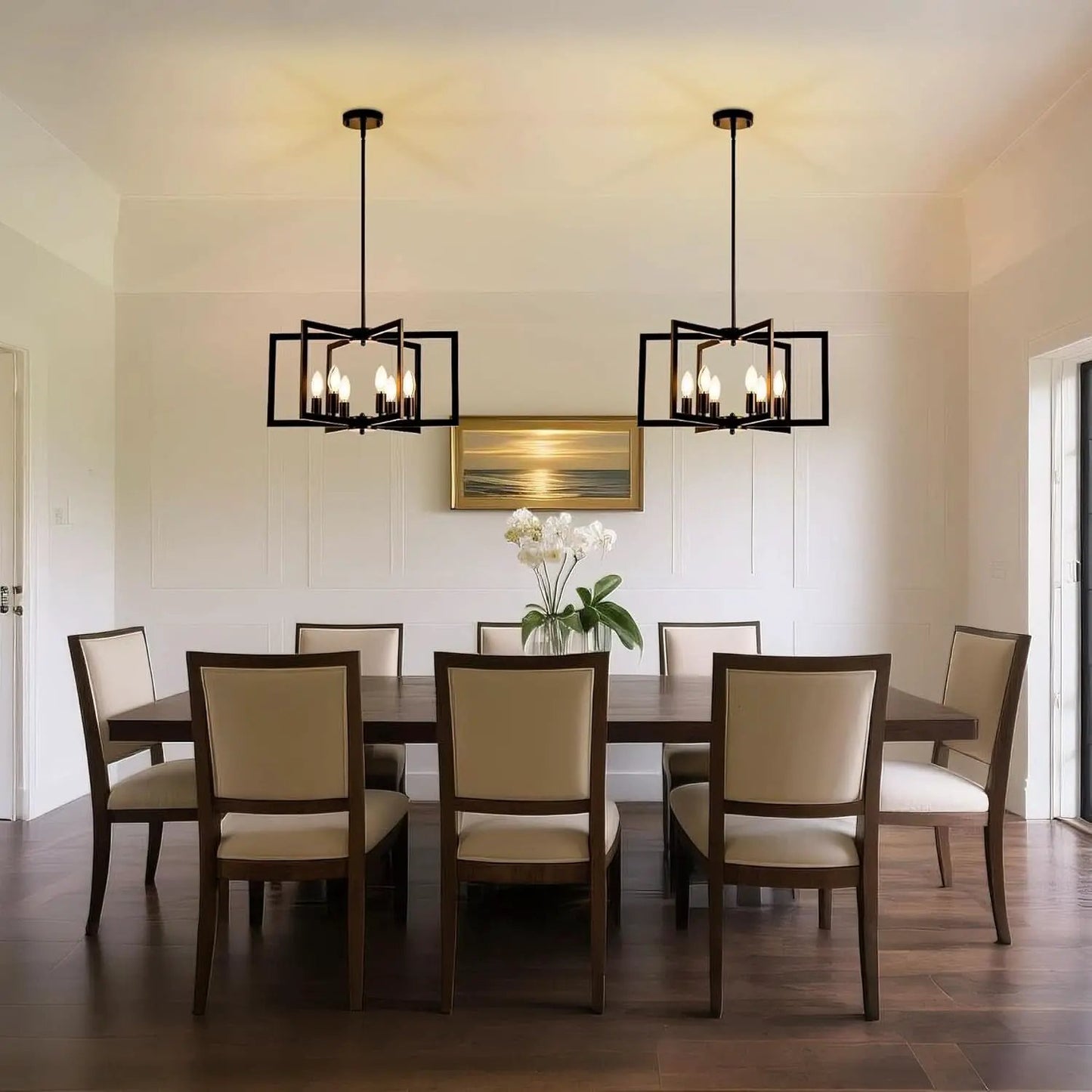 Black 6 Light Adjustable Pendant Chandelier For Dining Room from PriceLows™