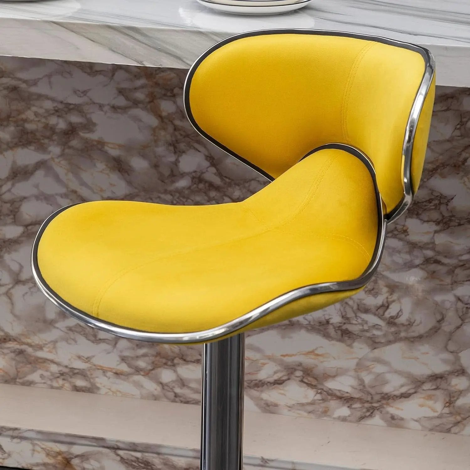 Masaccio Velvet Adjustable Swivel Bar Stool Set Of 2 Yellow from PriceLows™