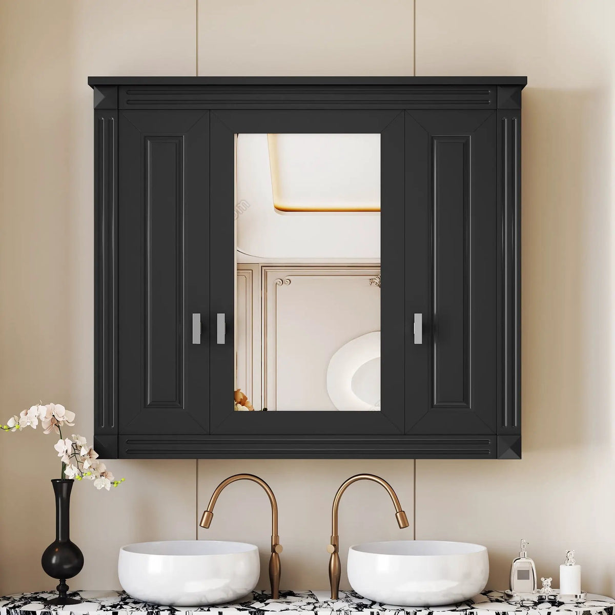 Wall Mounted Bathroom Cabinet | Mirror | 5 Shelves | Rectangular Design