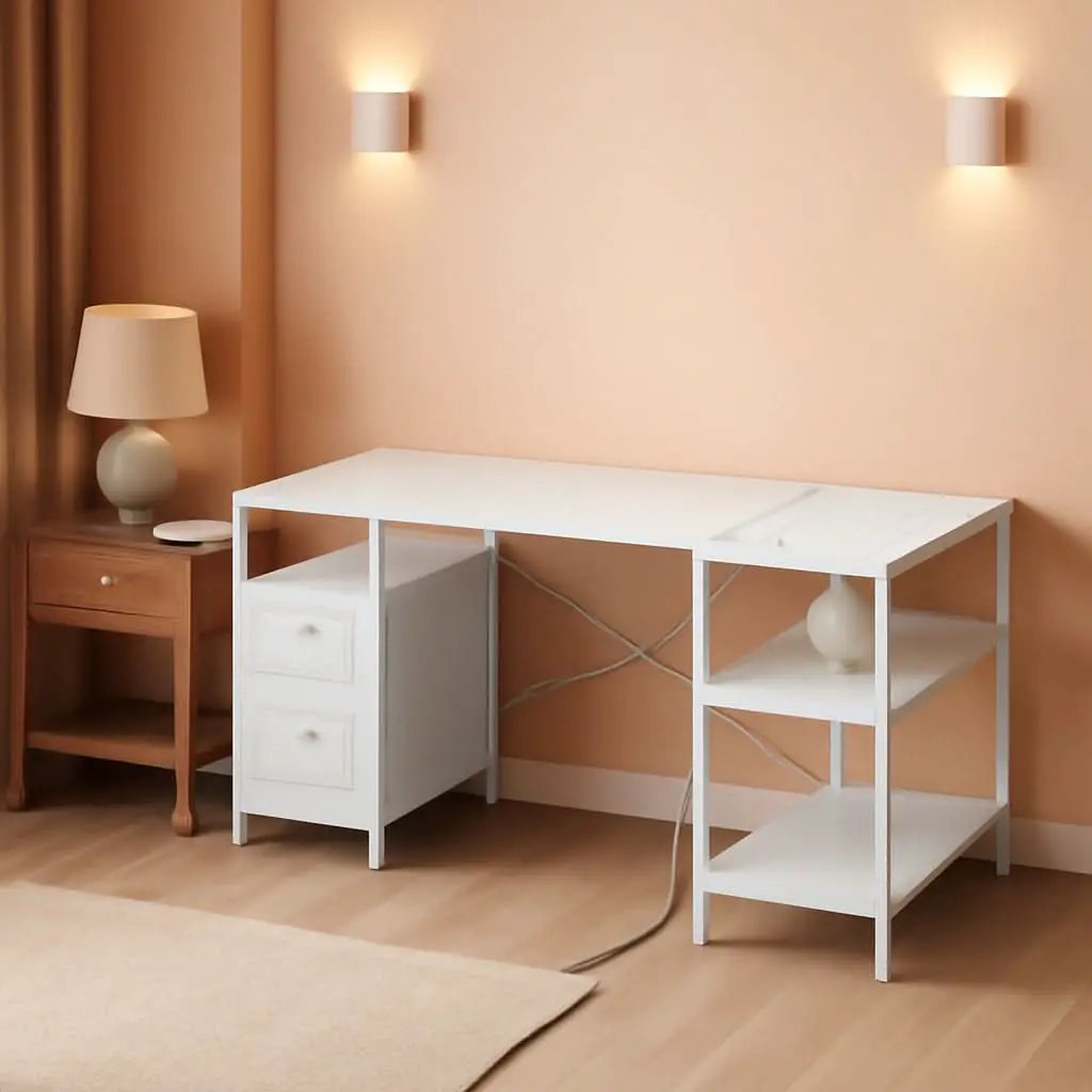 47 Inch L Shaped Desk With Power Outlets For Home Office from PriceLows™