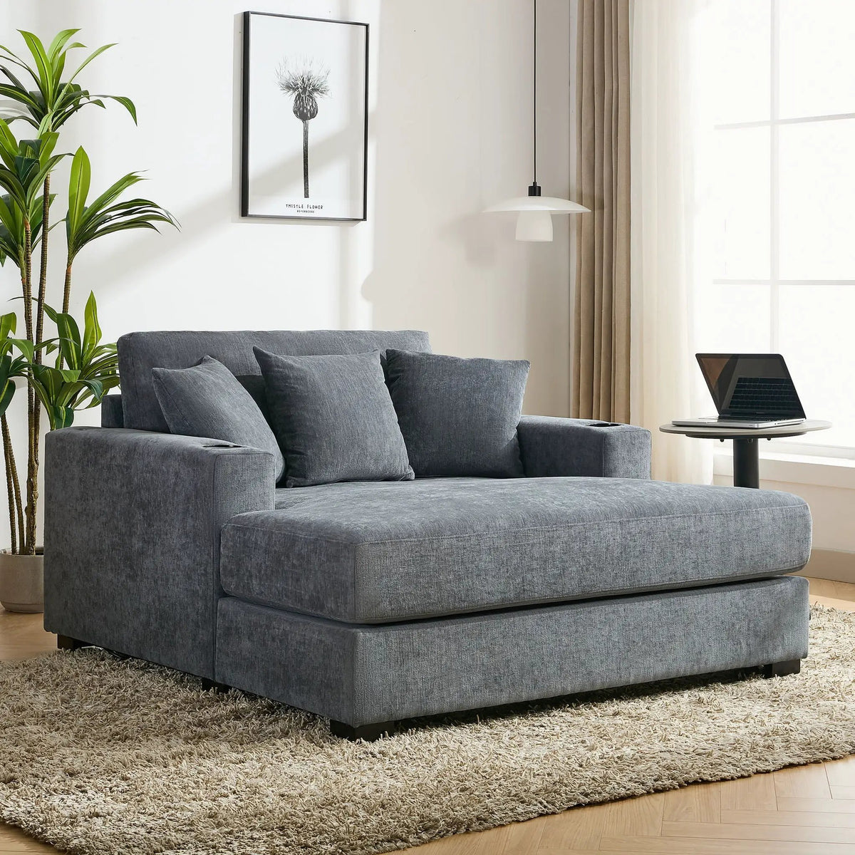 Chaise Lounger | Oversized | Cup Holders | Charging Port Included