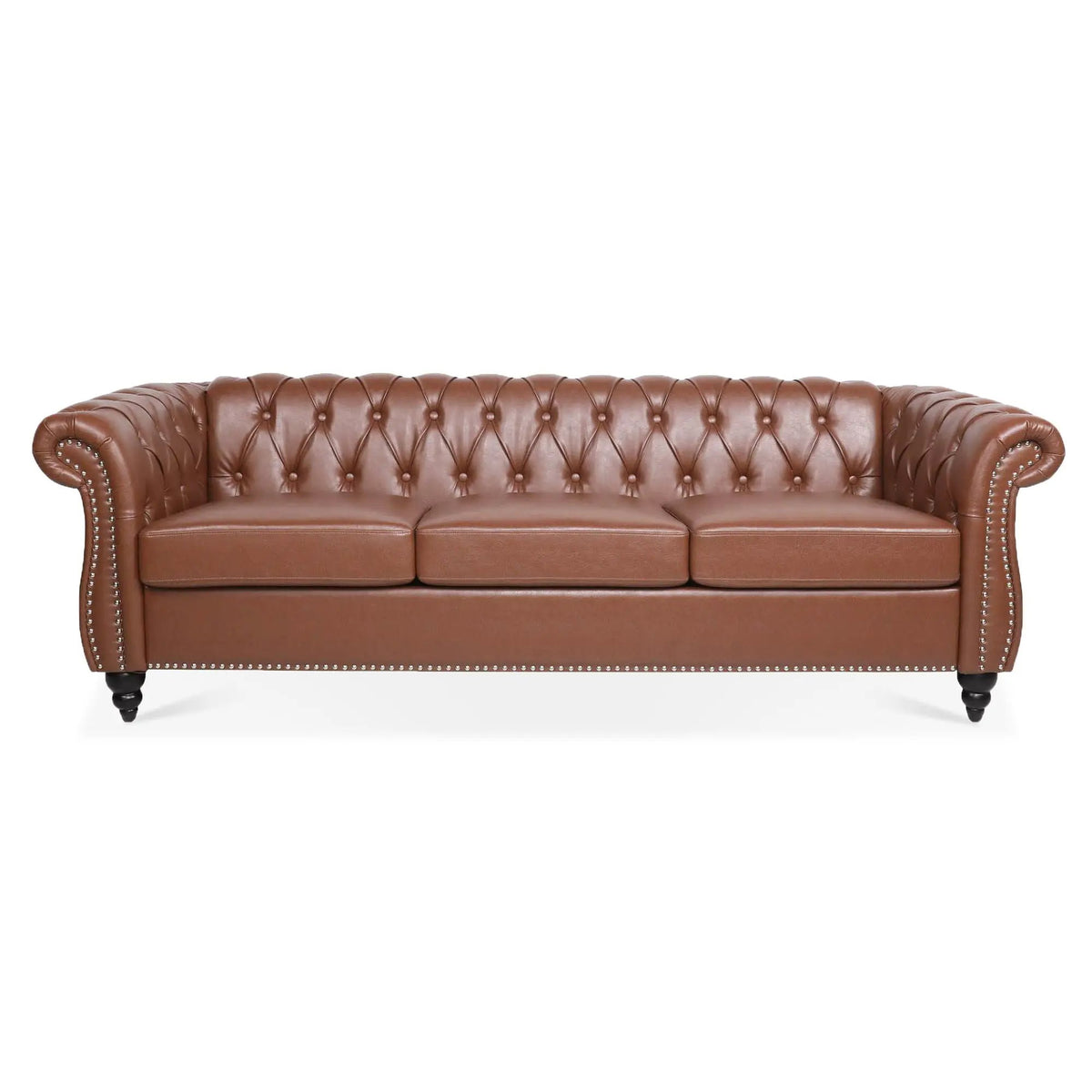 Rolled Arm Chesterfield Sofa | 3 Seater | Staggered Deep Pull Buckles | TB117 Compliant