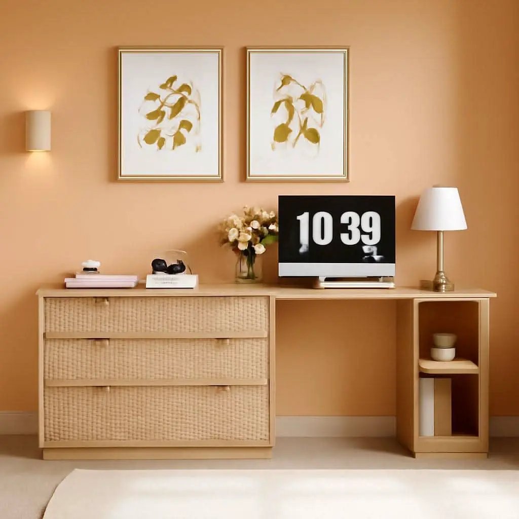 Oak Forty Seven Inch L Shaped Corner Desk With Drawers from PriceLows™