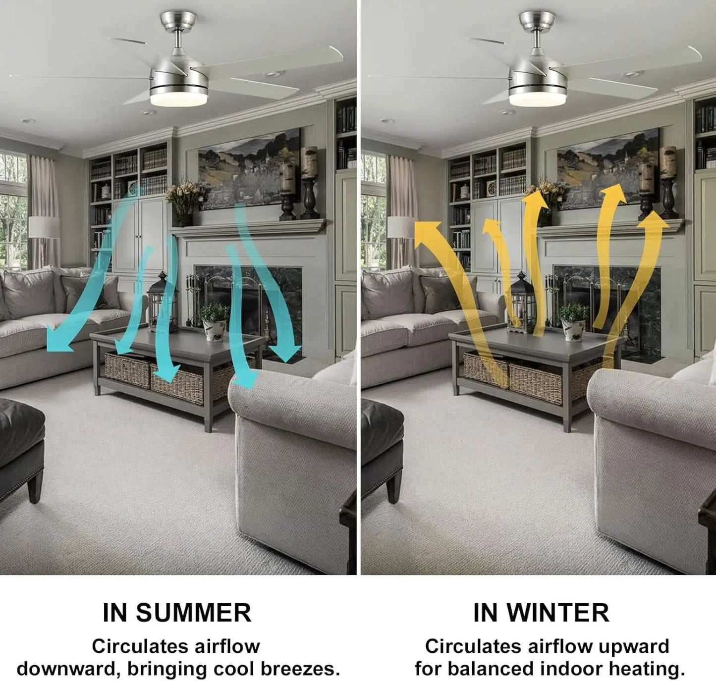 52 Inch Brushed Nickel Ceiling Fan With Remote Control from PriceLows™