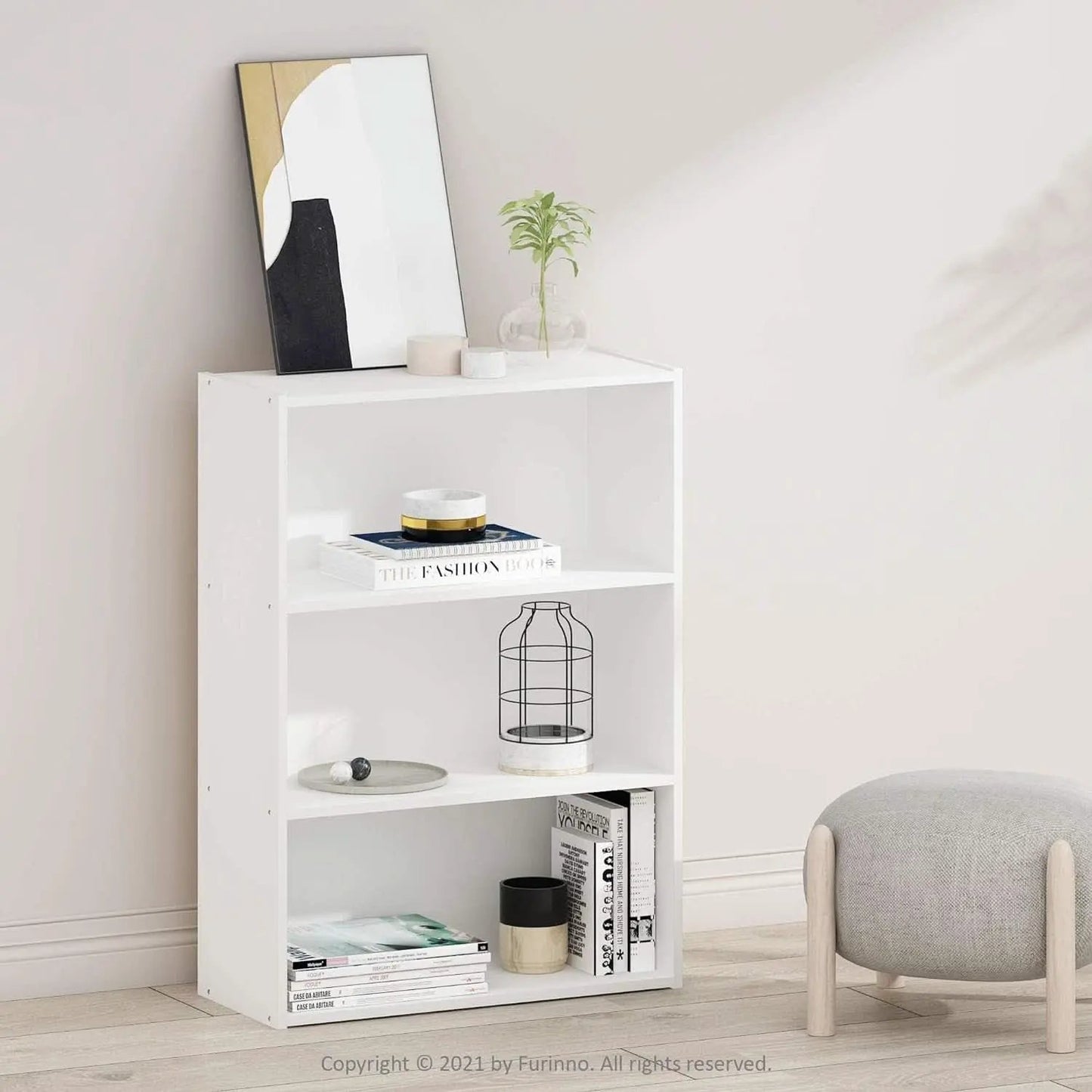 Pasir 3-Tier Open Shelf Bookcase White 31.5 Inch High from PriceLows™