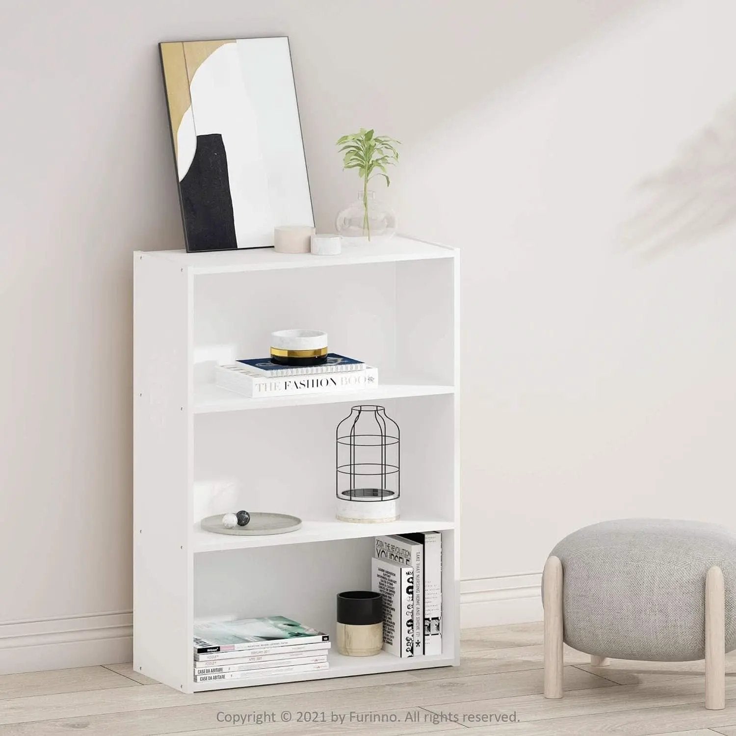 Pasir 3-Tier Open Shelf Bookcase White 31.5 Inch High from PriceLows™