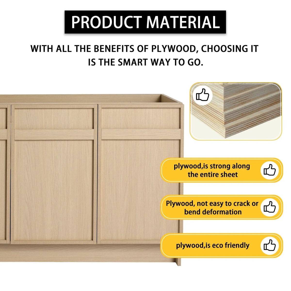 Freestanding Bathroom Vanity With Resin Sink & Soft Close Cabinet Doors | 3 Pieces | Stainless Steel & Plywood | Bathroom