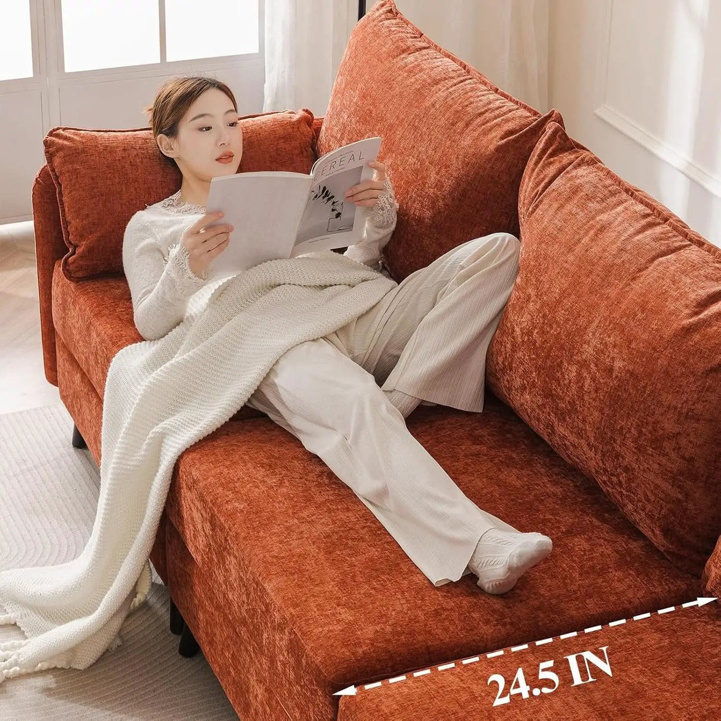 Velvet Orange 135 Modular Sectional Sofa Storage Ottoman from PriceLows™