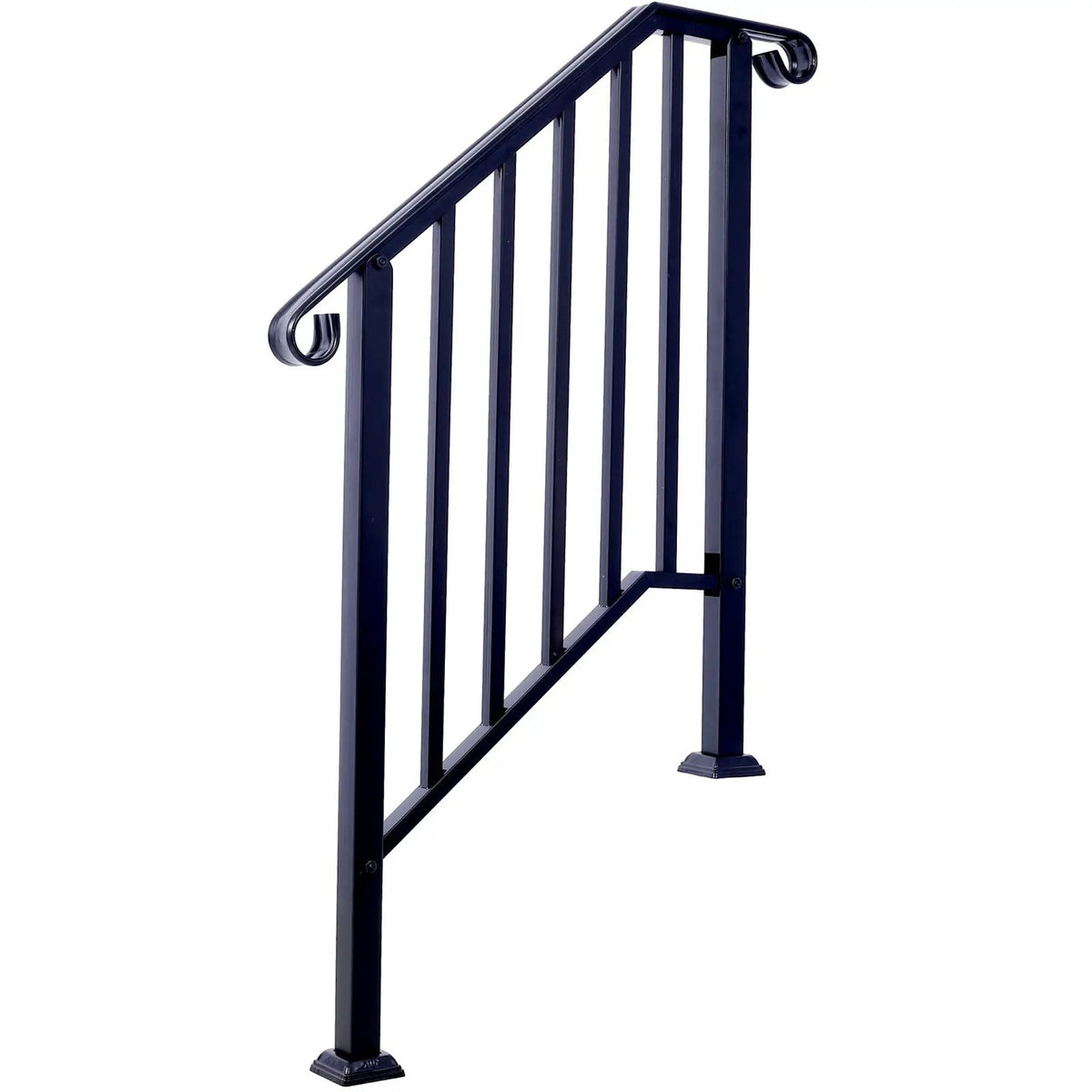 Wrought Iron Stair Handrail | Fits 2 Or 3 Steps | Outdoor Railing | Rustproof Coating