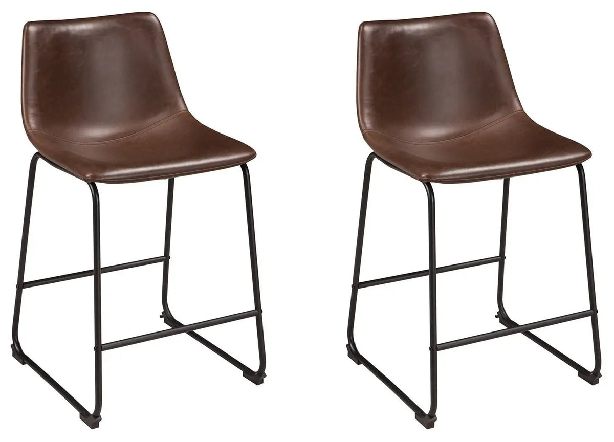 Centiar Upholstered Barstool | Set Of 2 | Contoured Bucket Seat | Tubular Metal Base