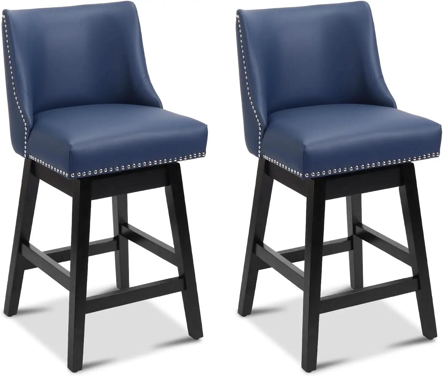 Swivel Bar Stools 26 Inch Counter Height Blue Faux Leather from PriceLows™