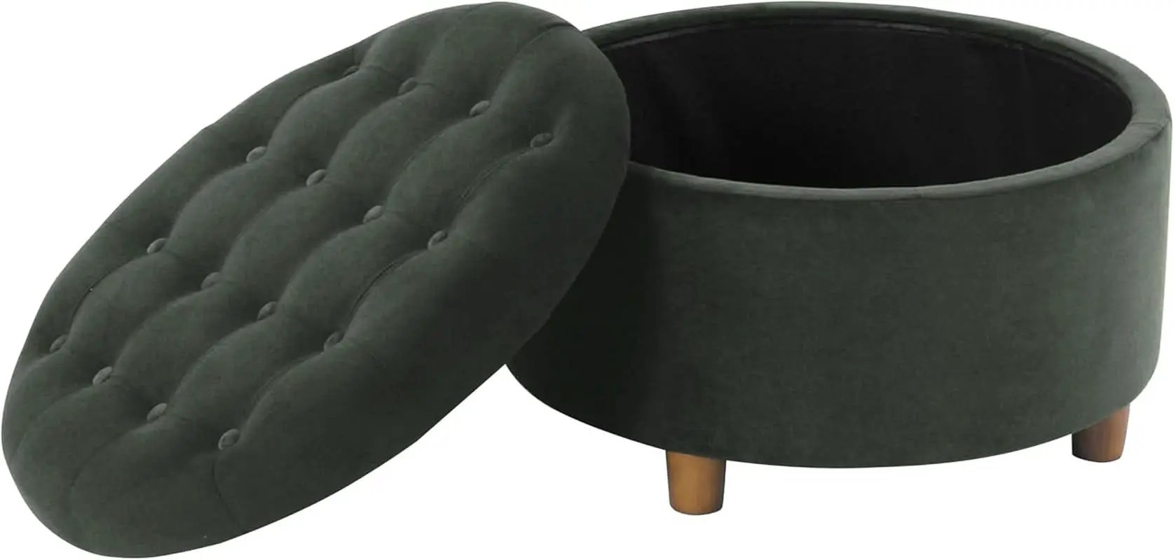 Handcrafted Loden Green Velvet Storage Ottoman 28In from PriceLows™