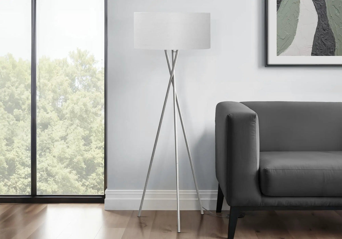 Metal Tripod Floor Lamp | 62 Inch Height | Tri-Bulb 3-Way Switch | Contemporary Style