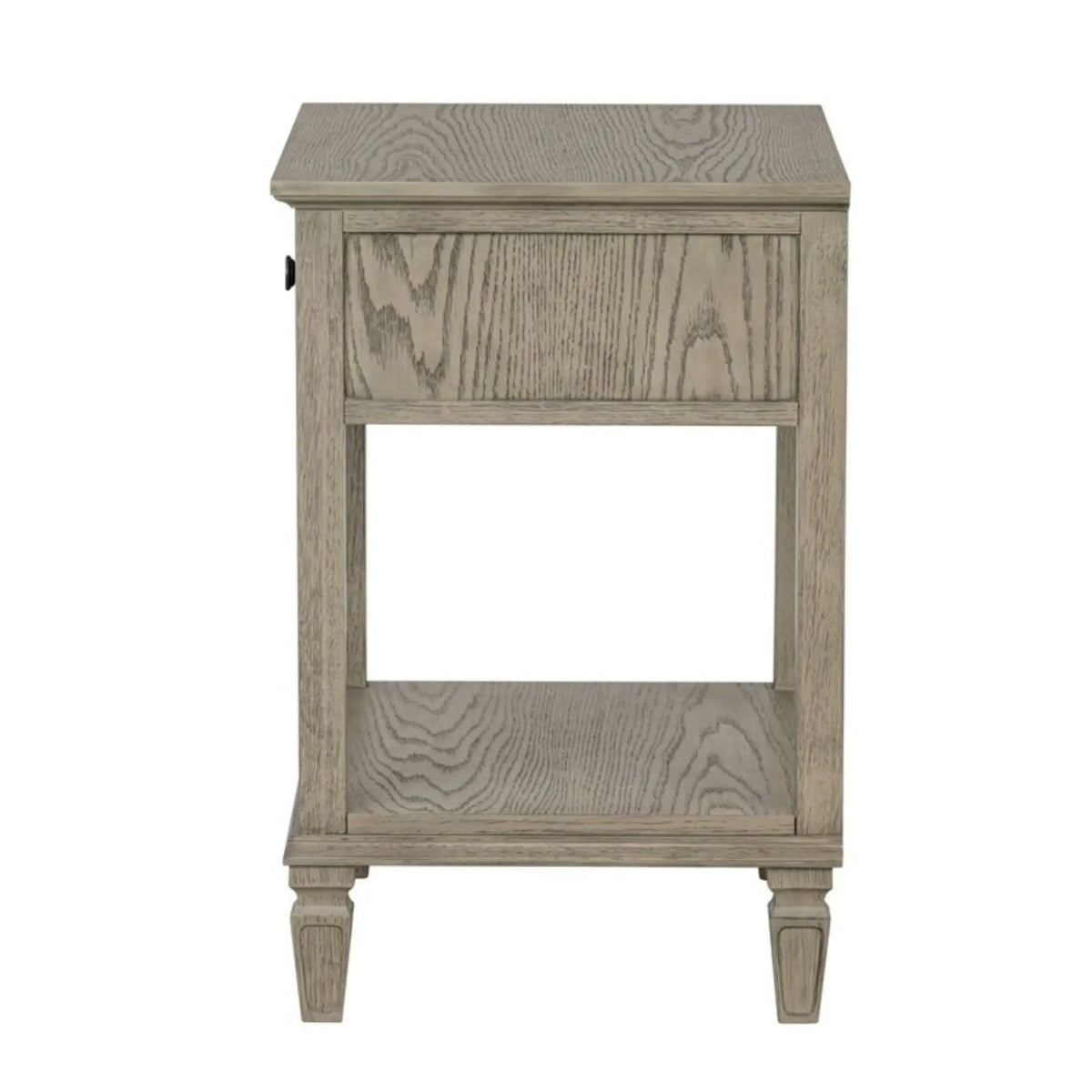 Victoria Bedside Table | Aged Brown Oak Finish | Drawer And Open Shelf | Wire Brush Detail