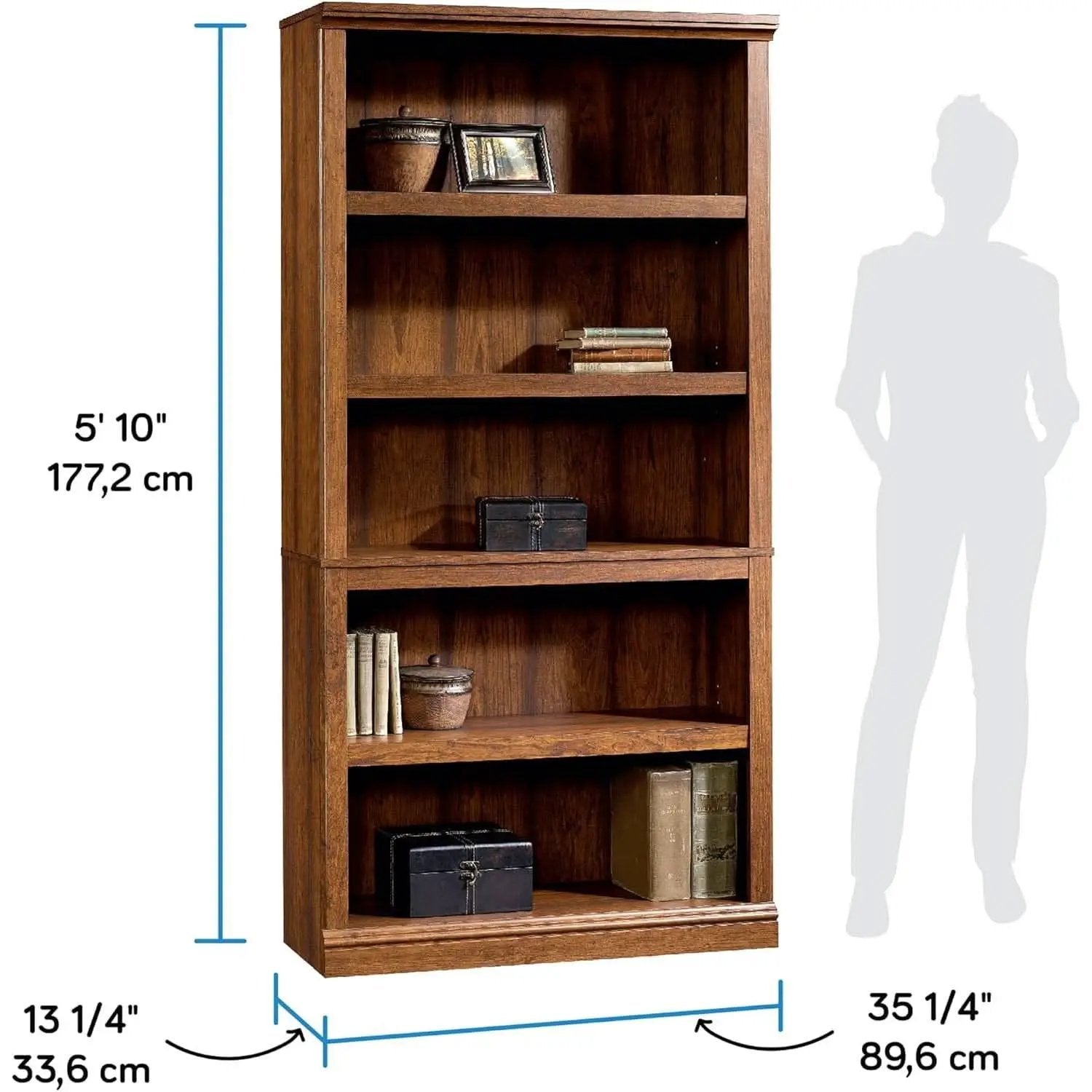 Washington Cherry 5 Shelf Bookcase With Adjustable Shelves from PriceLows™