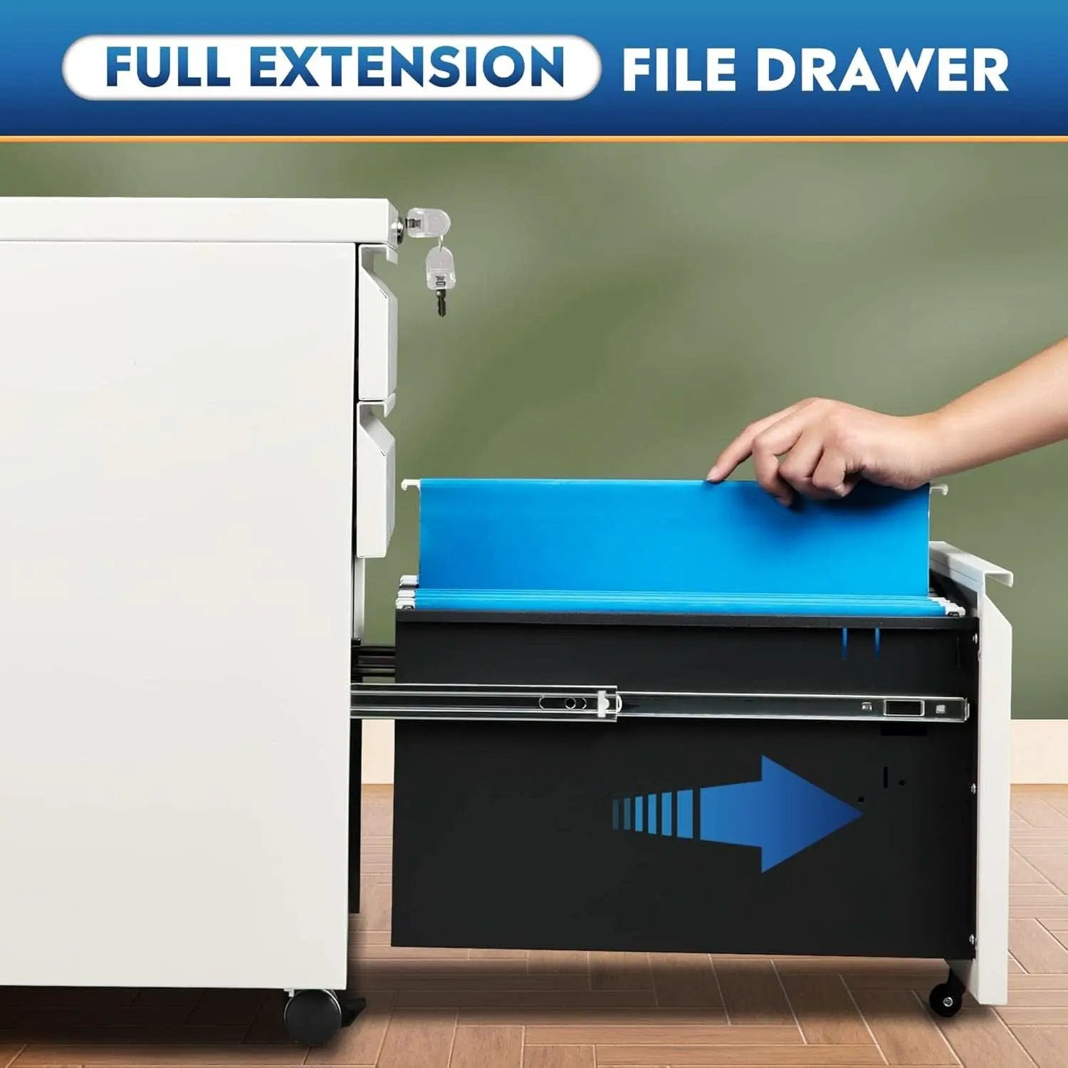 3 Drawer Mobile File Cabinet With Lock Under Desk Metal Office File Cabinet For Legal Letter A4 Files from PriceLows™
