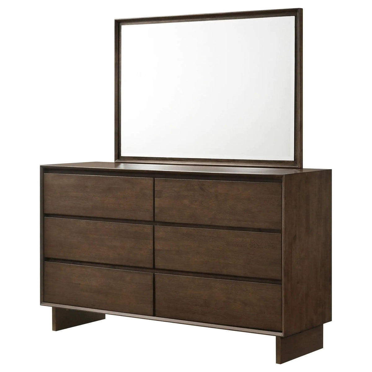 Glenwood 6-drawer Dresser and Mirror Warm | 64 x 20 x 72.25 in | Wood | Brown