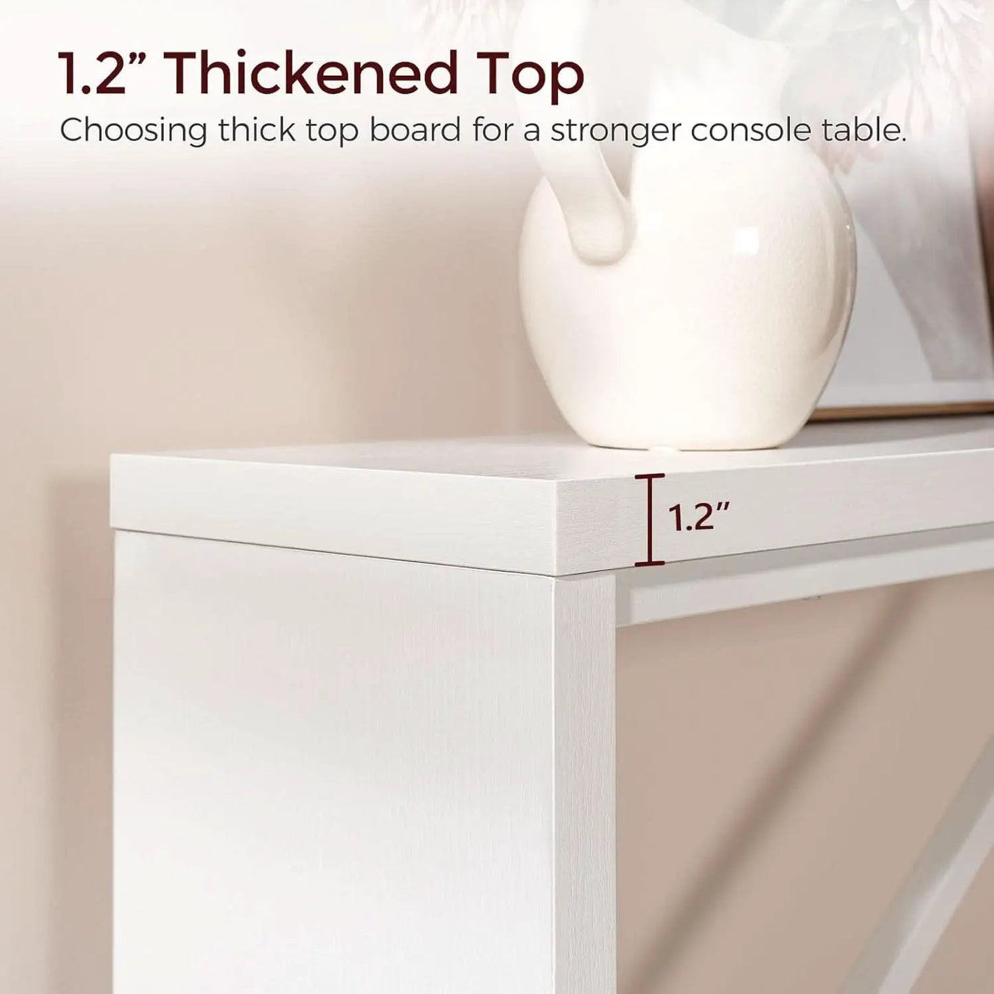 62.2-Inch Industrial White Console Table With Metal Frame from PriceLows™