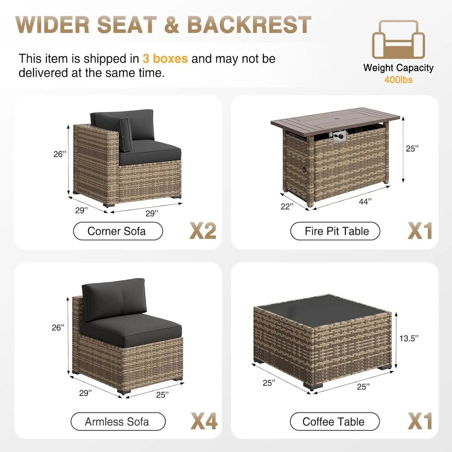 Outdoor Patio Furniture Set with Firepit Table and Cushions from PriceLows™