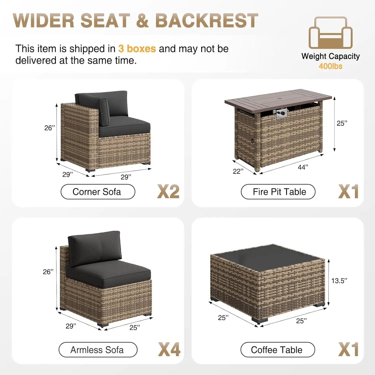 Outdoor Patio Furniture Set with Firepit Table and Cushions from PriceLows™