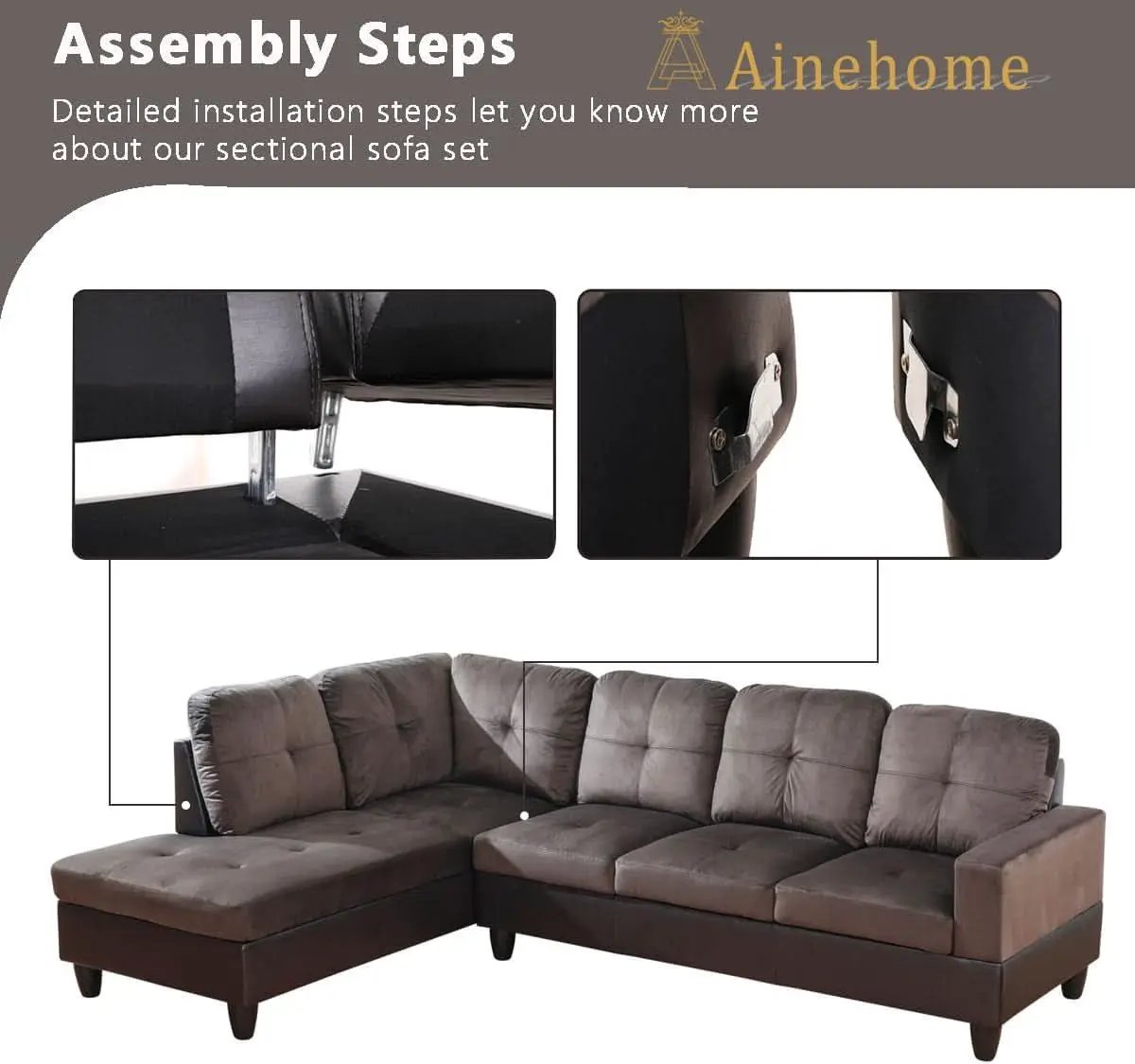 Two Piece Sectional Sofa Set L Shape Brown Living Room Furniture Collection For Modern Home Decor And Comfort from PriceLows™