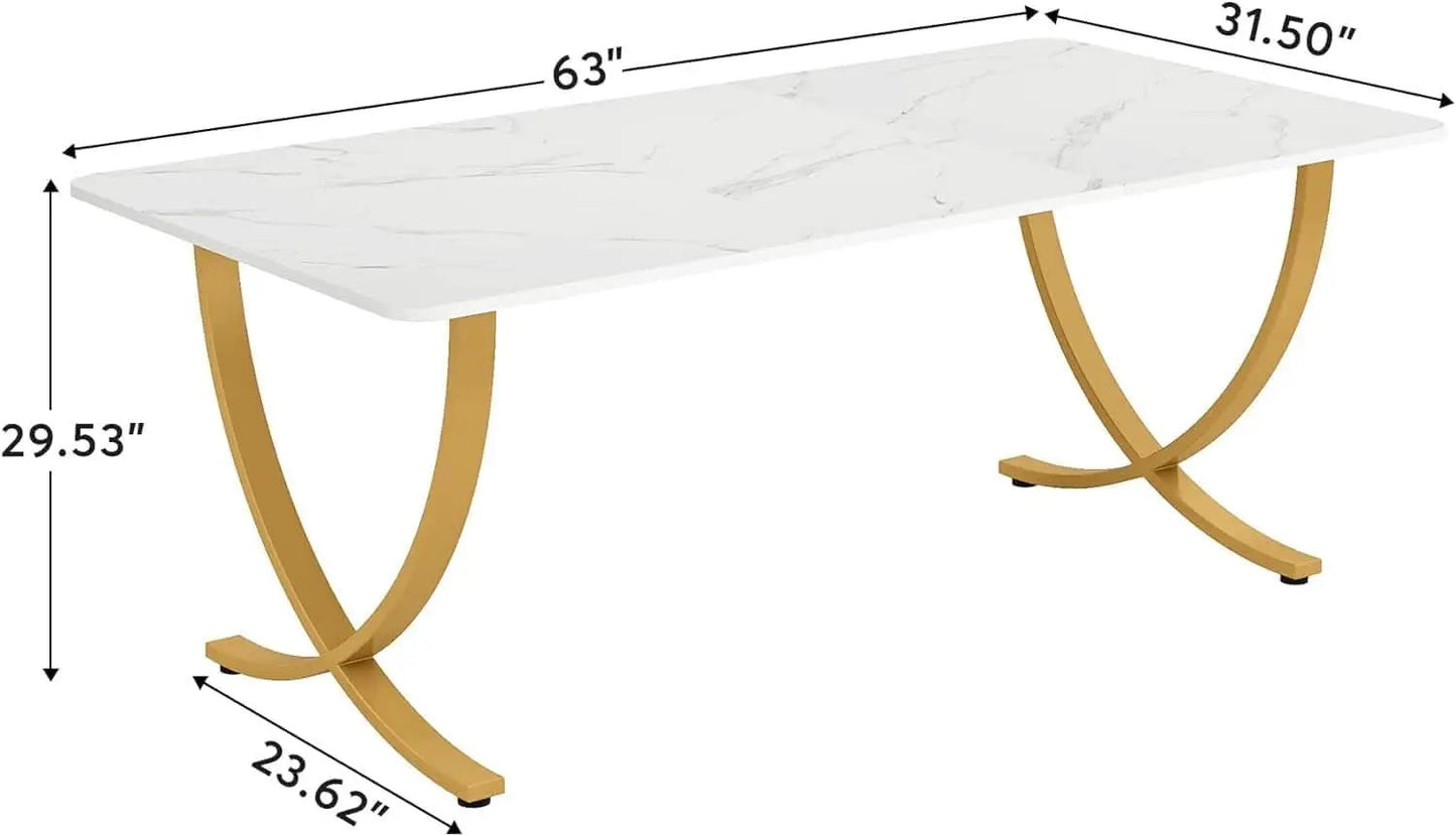 Executive Desk 63W X 31.5D White And Gold Computer Desk from PriceLows™