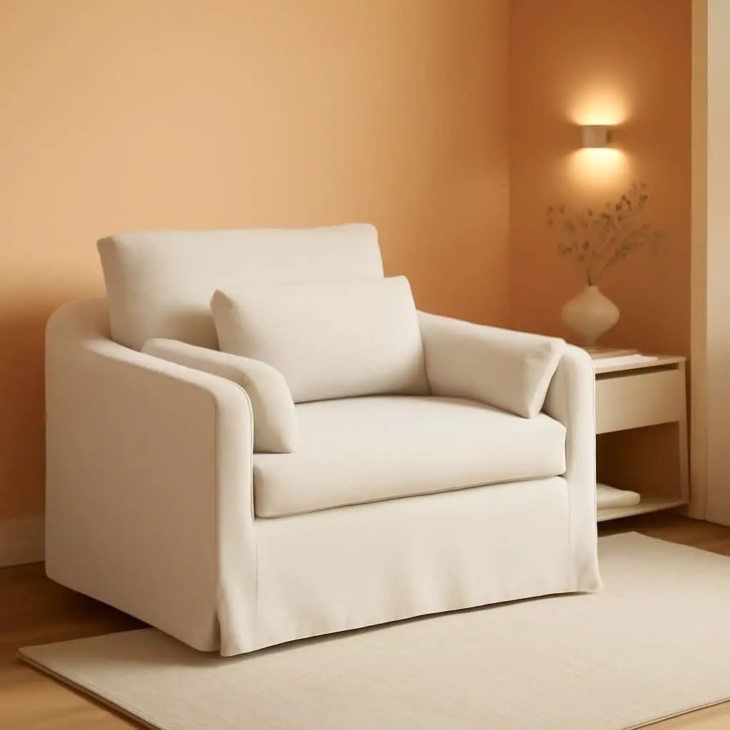 Beige Chenille Slipcovered 42 Inches Wide Armchair from PriceLows™