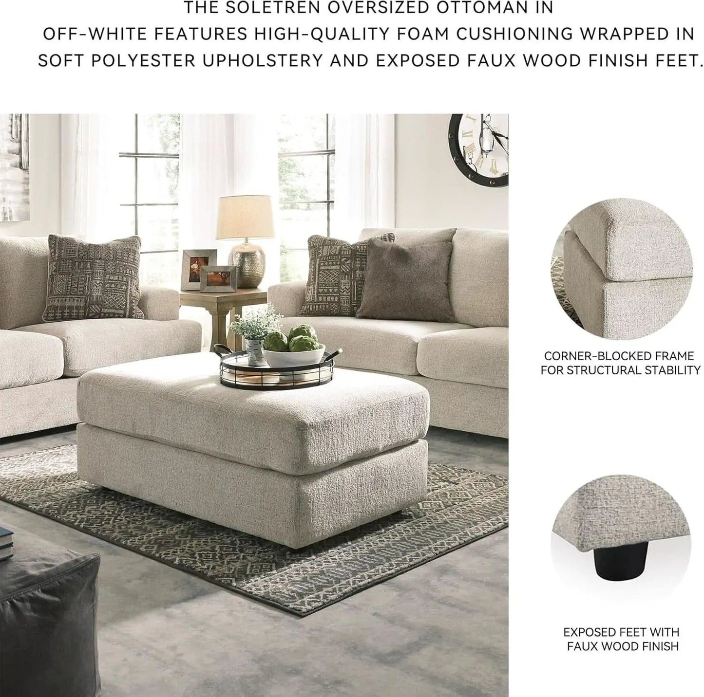 Soletren Oversized Ottoman Off White Modern Furniture from PriceLows™