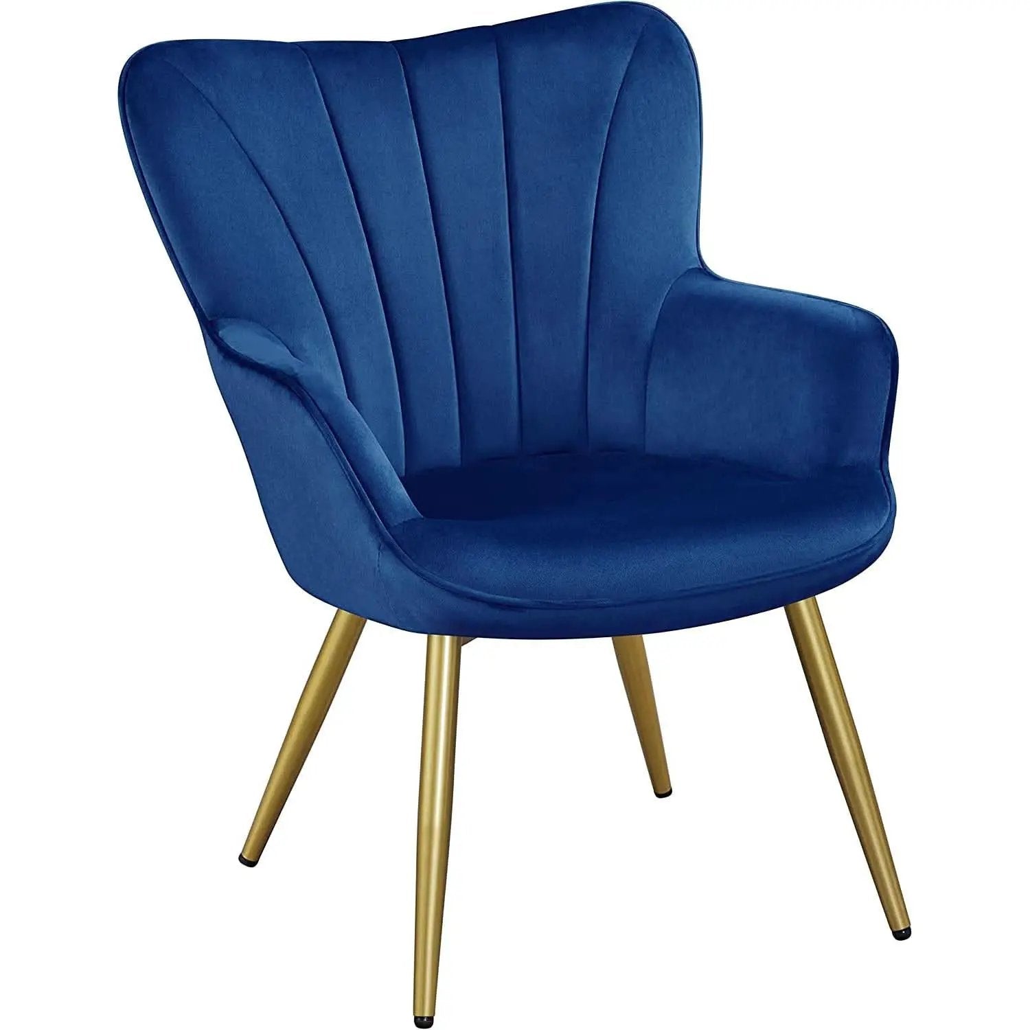 Blue Velvet Wingback Chair With Metal Legs For Living Room from PriceLows™
