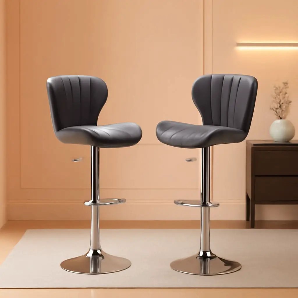 Velvet Adjustable Swivel Barstools Gray Set of Two from PriceLows™