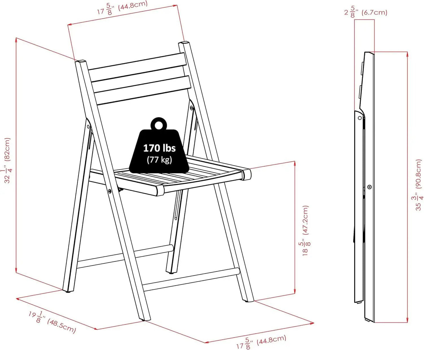 Teak Folding Chair Set 4 Piece Compact Foldable Indoor Outdoor from PriceLows™