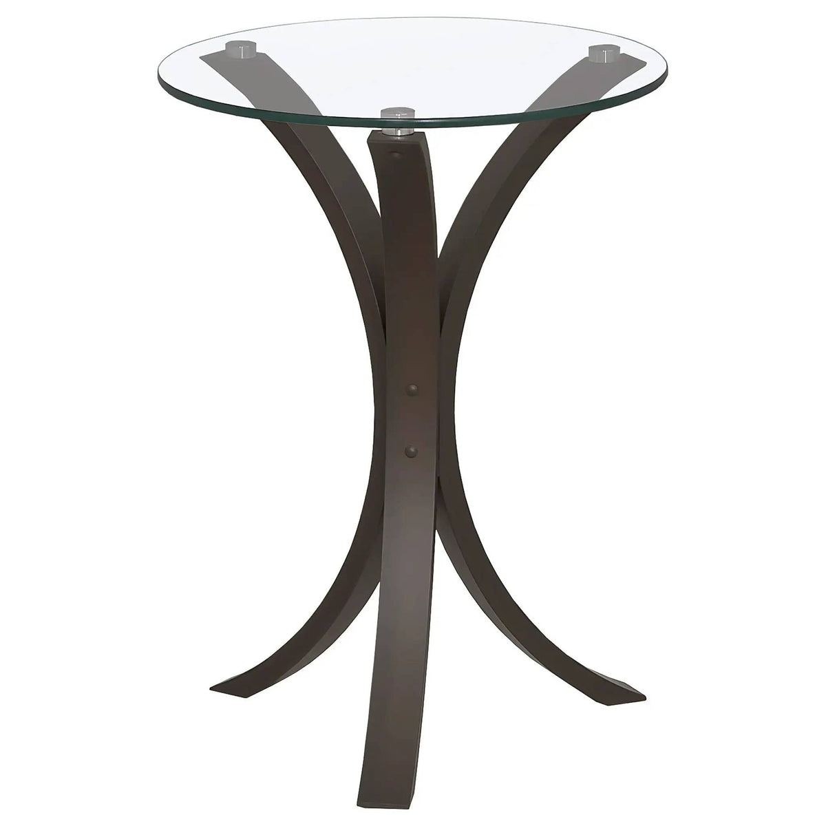 Edgar Round Glass Top Accent Side Table | 15.75 x 15.75 x 21.25 in | Engineered Wood & Tempered Glass | Cappuccino