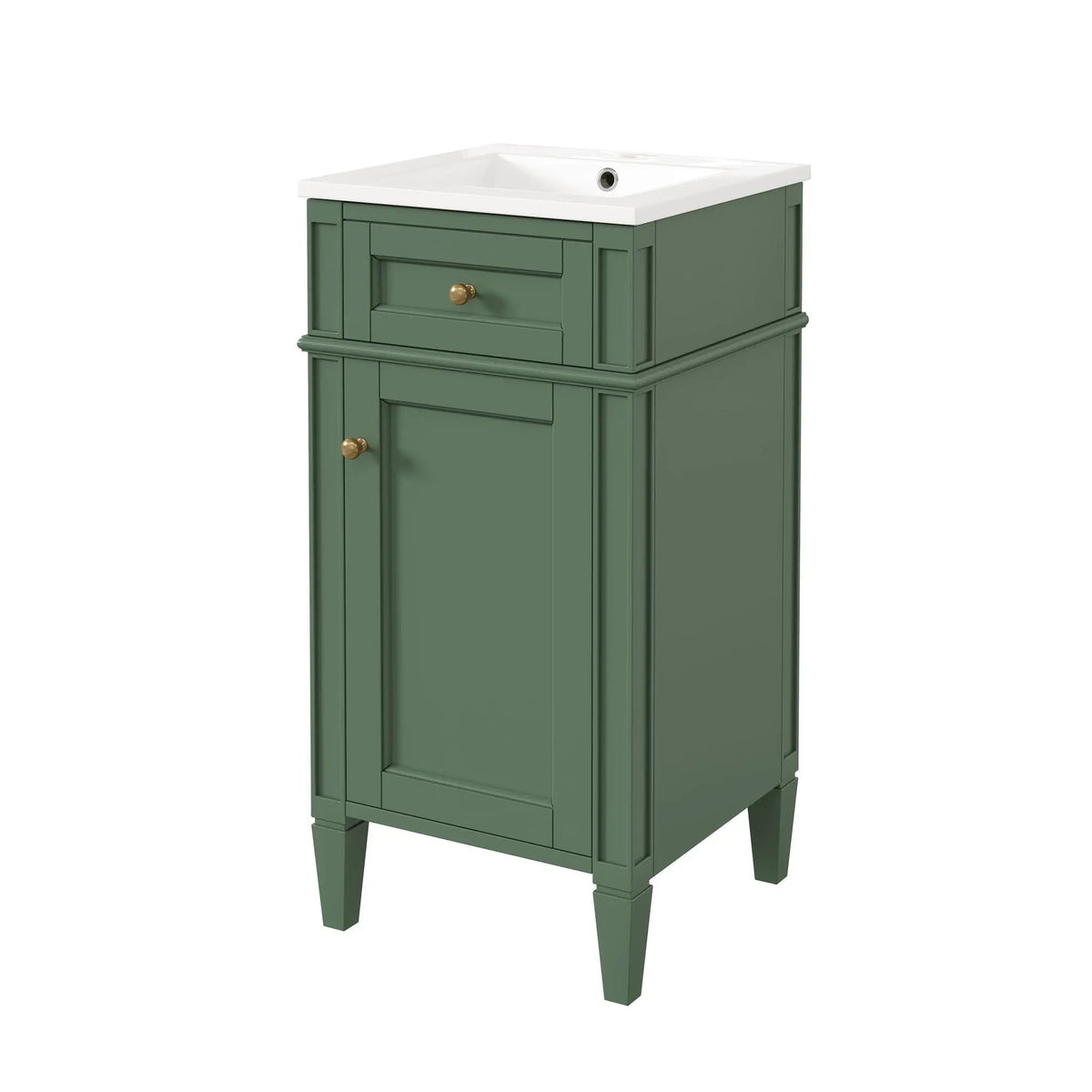 French Style Bathroom Vanity | Integrated Ceramic Sink | Fluted Panels | Solid Wood Legs