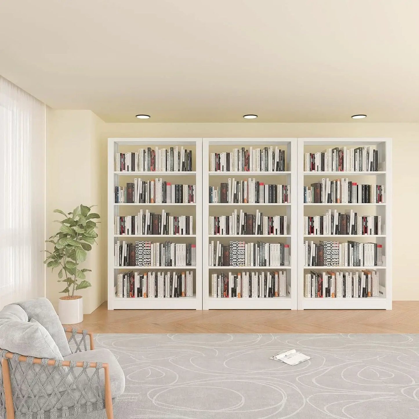 5-Tier White Metal Bookshelf With Adjustable Shelves from PriceLows™