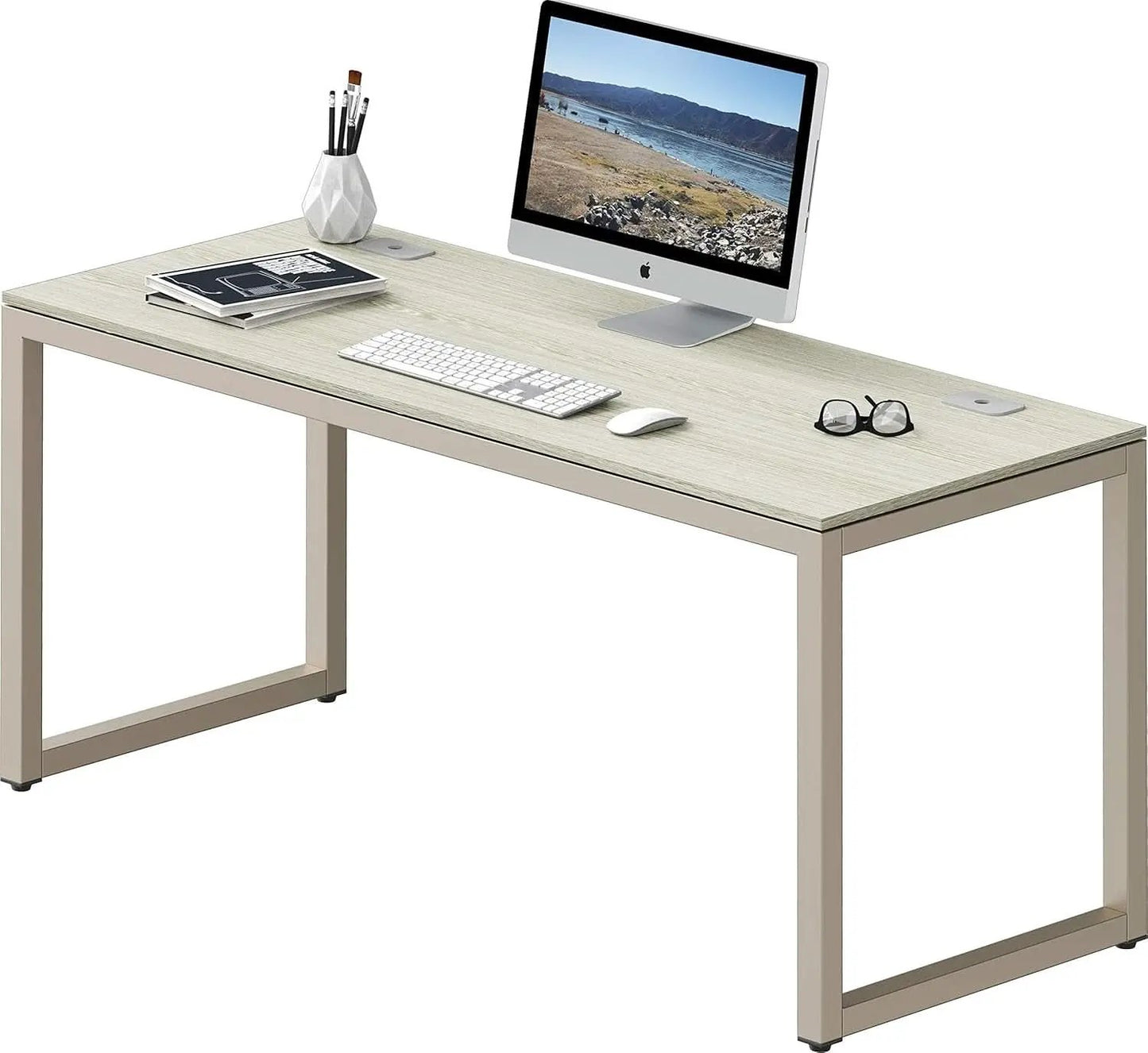 55 Inch Maple Computer Desk With Grommets And Glides from PriceLows™