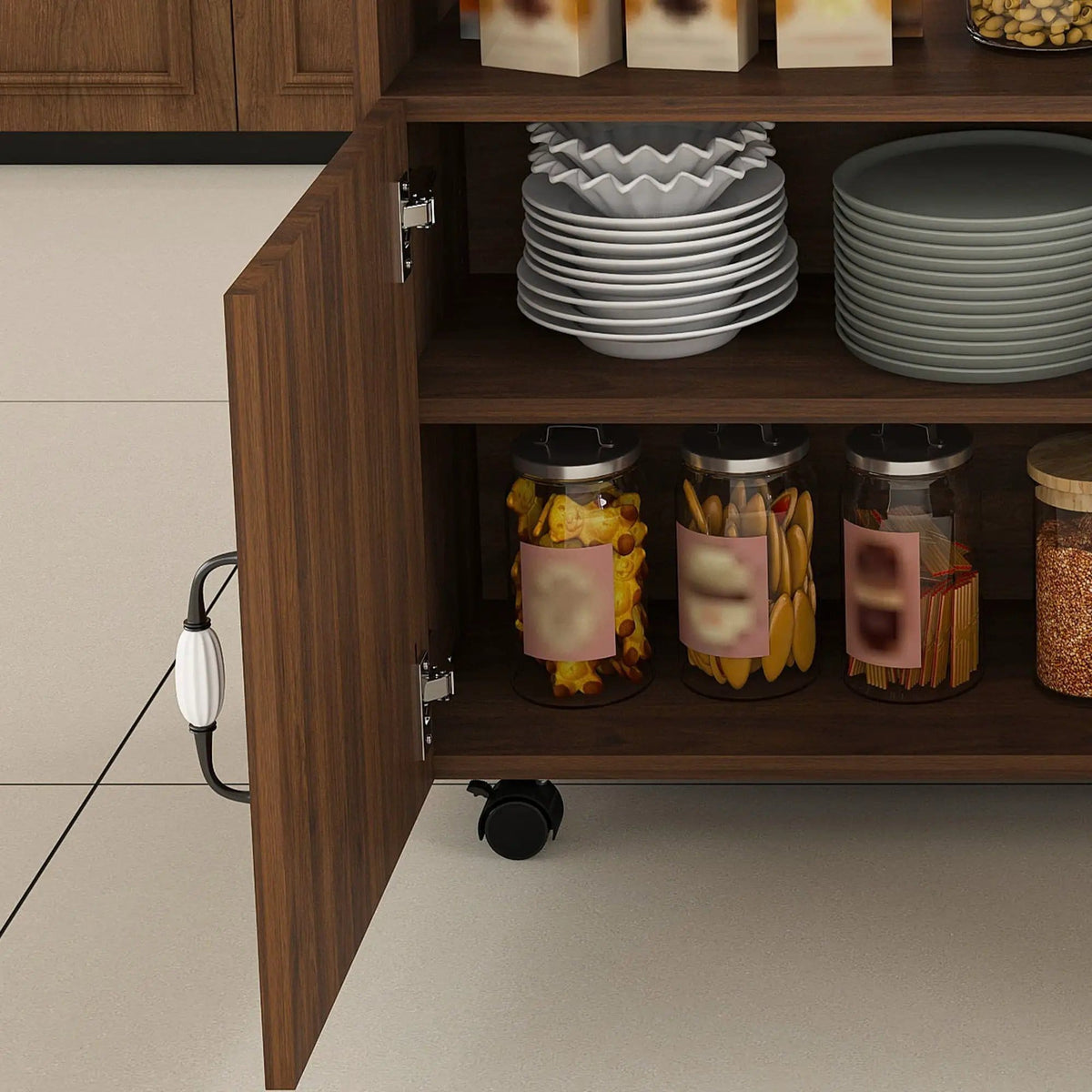Multi Functional Folding Table With Storage Shelves And Wheels Island | 3 Pieces | Home Furniture | Home