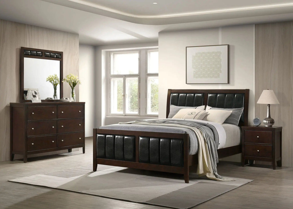 Carlton 4-piece Eastern King Bedroom Set | 4-Piece Set | Solid Wood & Veneer | Cappuccino