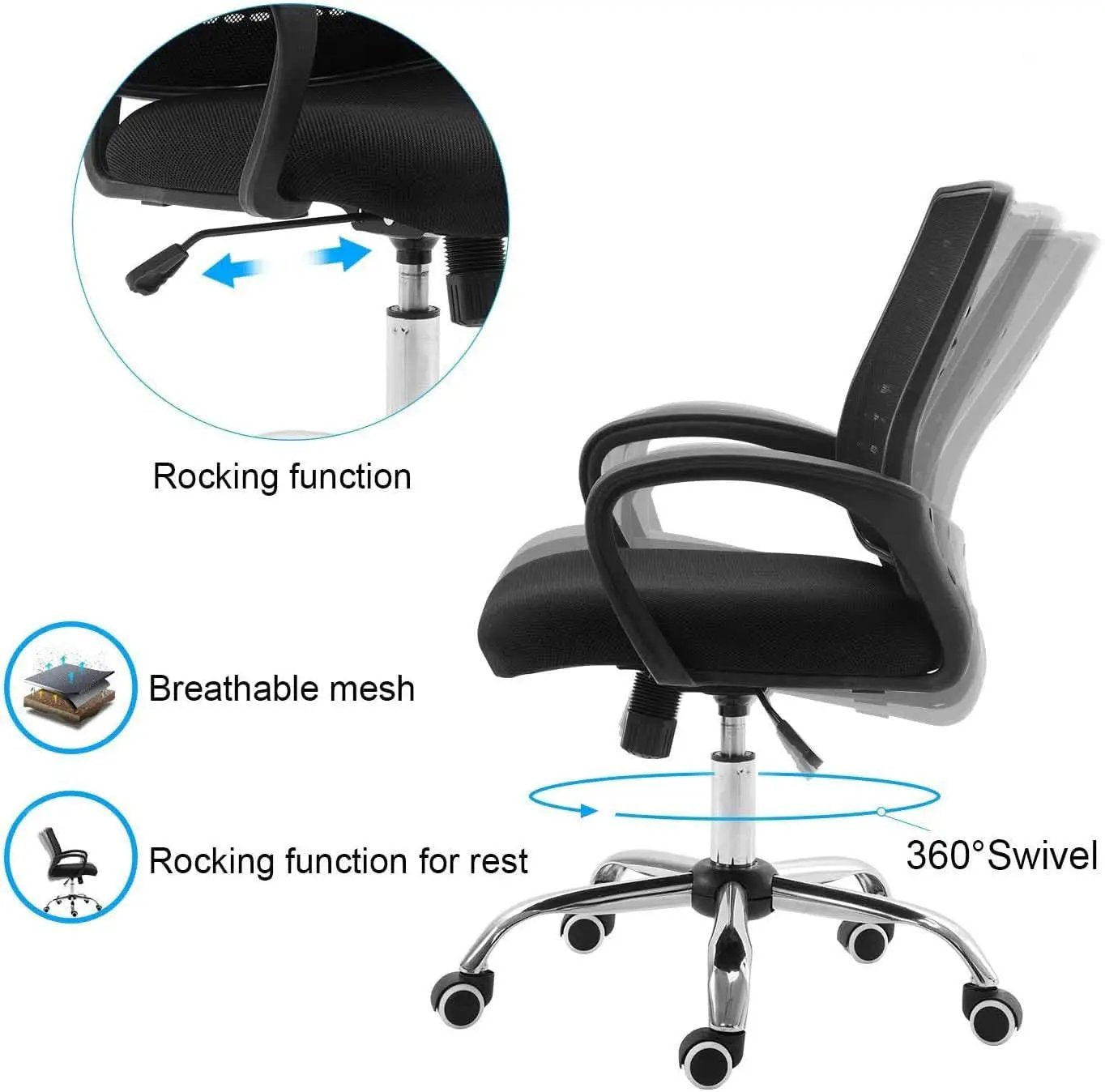 Ergonomic Mesh Office Chair With Lumbar Support Black from PriceLows™
