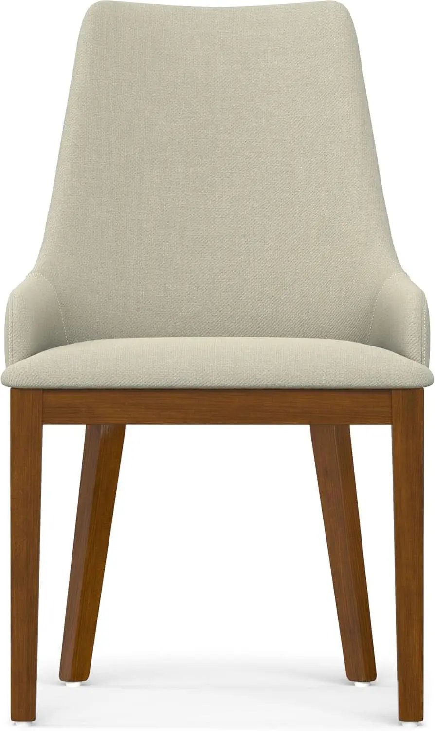 Stephanie Contemporary Dining Chair Set Of 2 In Natural Linen Look Fabric from PriceLows™