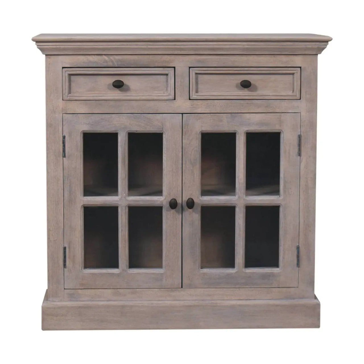 Cabinet With Glazed Doors | 2 Pieces | Solid Wood & Brass | Living Room